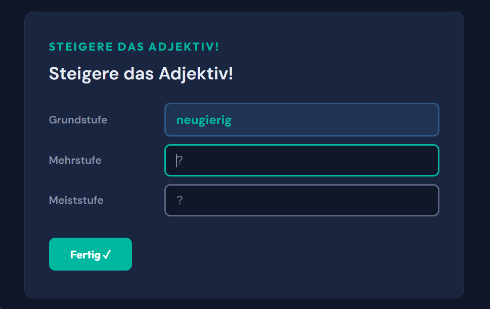 Beispiel-Aufgabe Adjektive steigern