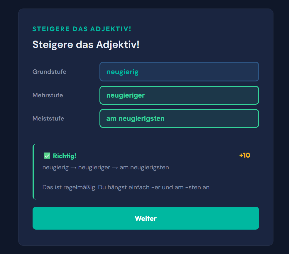 Beispiel-Aufgabe Adjektive steigern
