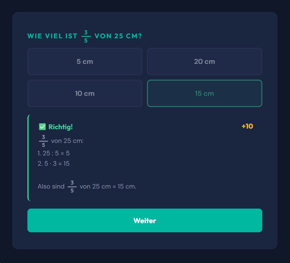 Beispiel-Aufgabe Brüche