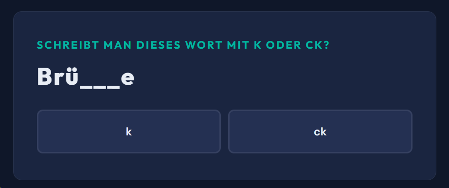 Beispiel-Aufgabe k oder ck?