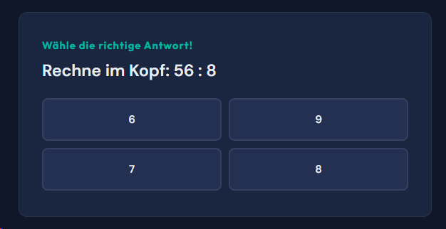 Beispiel-Aufgabe Kopfrechnen