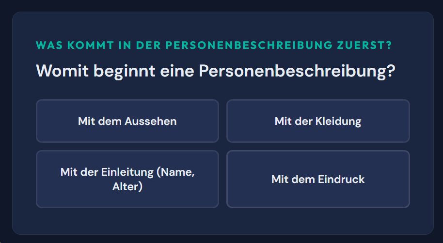 Beispiel-Aufgabe Personenbeschreibung