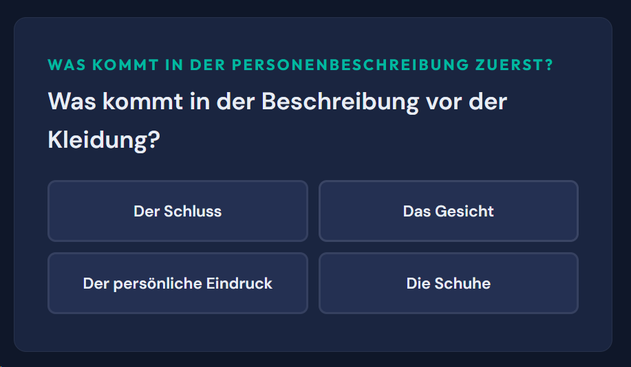 Beispiel-Aufgabe Personenbeschreibung