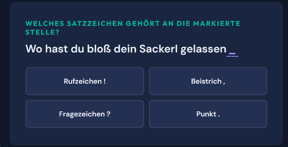 Beispiel-Aufgabe Satzzeichen
