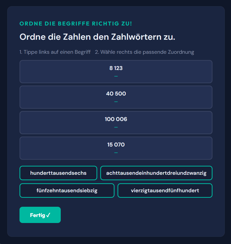 Beispiel-Aufgabe Stellenwert & Zahlenraum