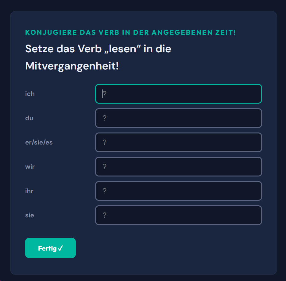 Beispiel-Aufgabe Verben konjugieren