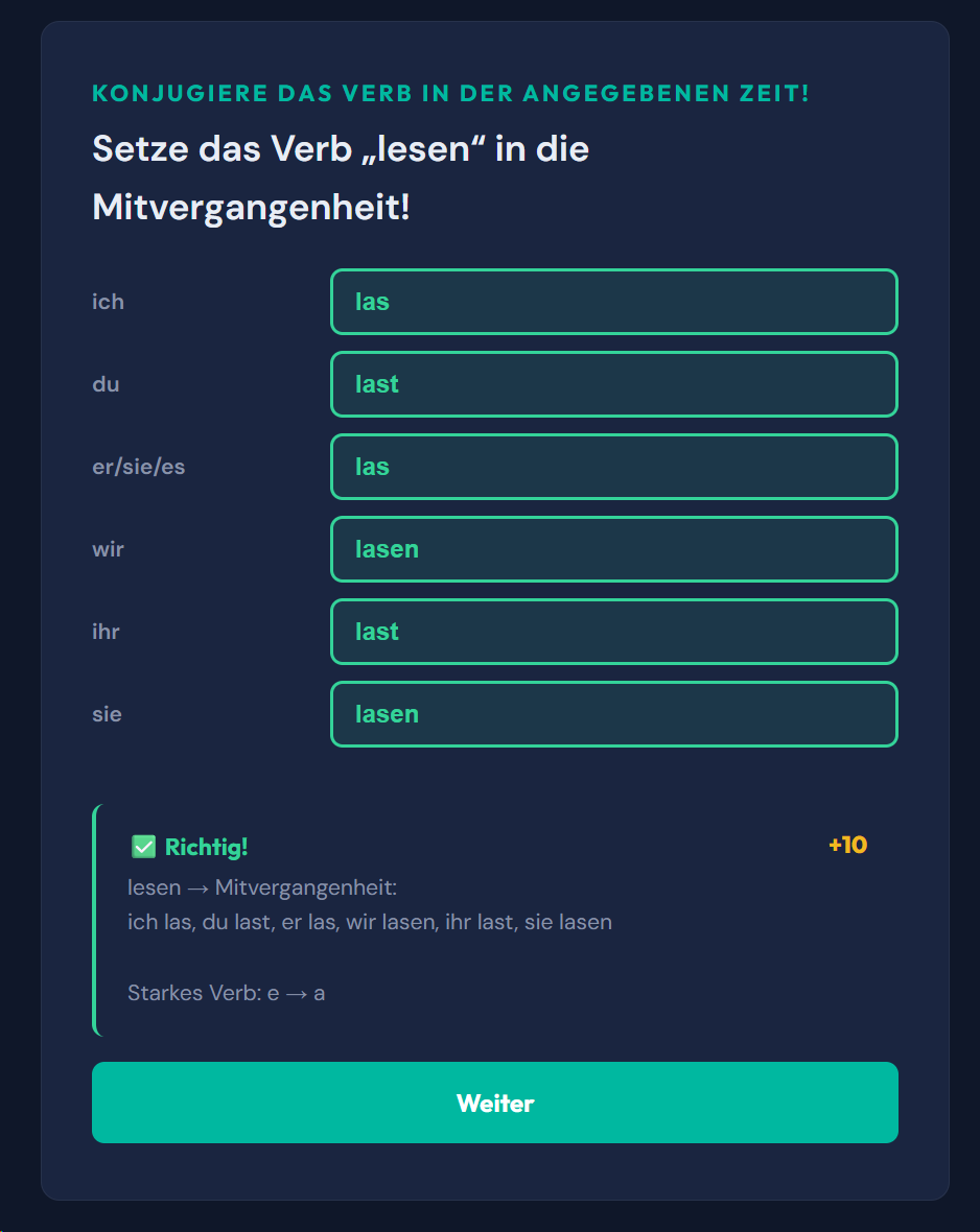 Beispiel-Aufgabe Verben konjugieren